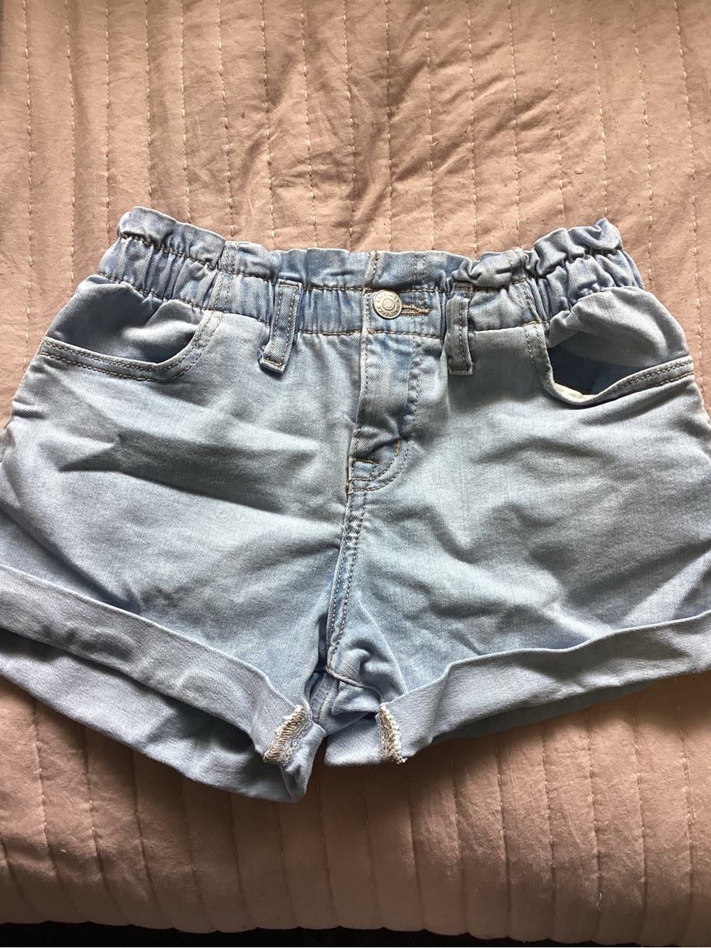 Girls medium Cat & Jack Light Blue Elastic Waist Denim stretchy Shorts